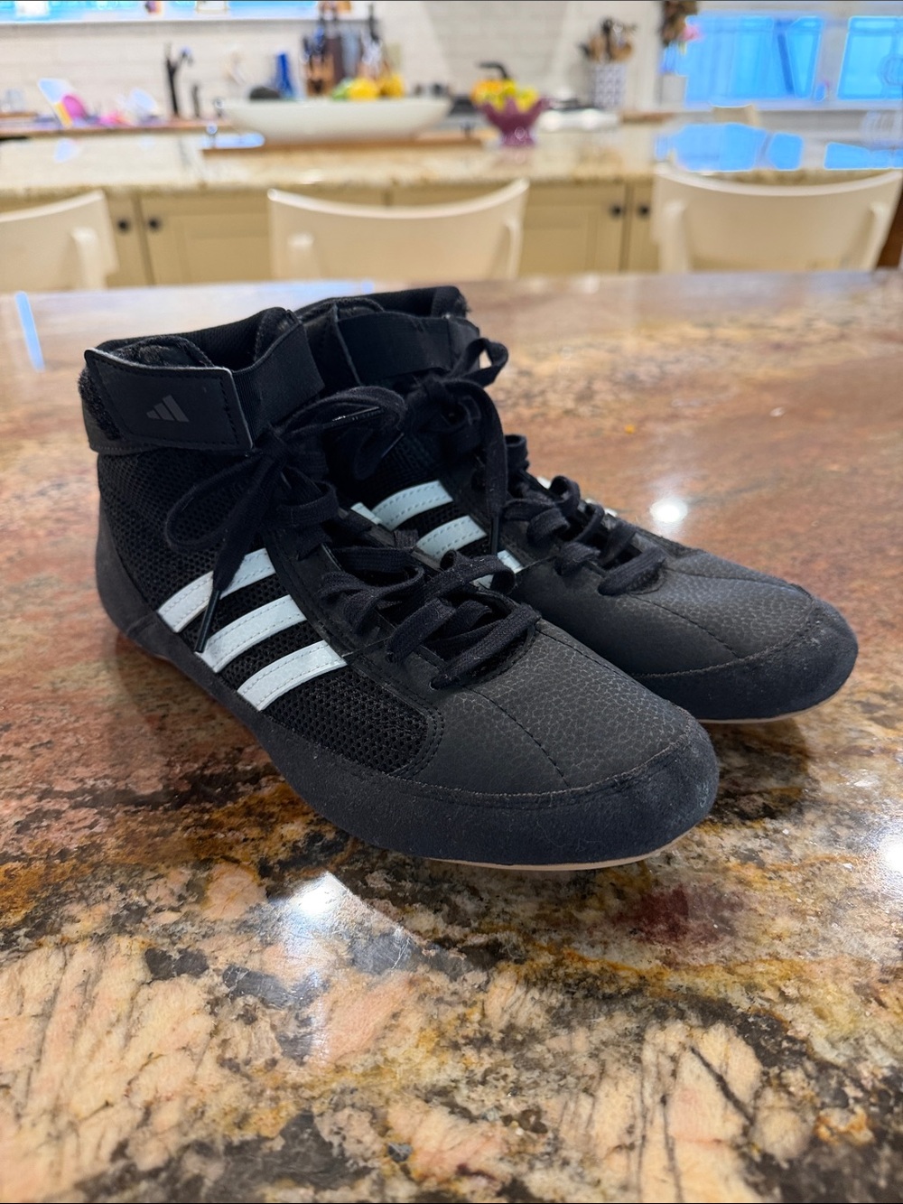 adidas PVC Performance Black High-Top Sneakers with White Stripes